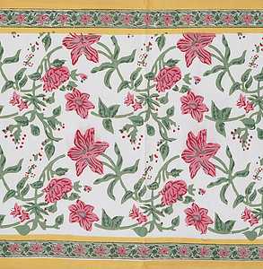 Nappe Rectangle Design Floral Imprimé Bloc Fait Main avec 8 Serviettes Couverture de Table en Tissu pour Mariages et Banquets - Product Image 2