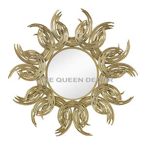 Hot Selling Decorative Metal Wall <b>Mirror</b> Shiny <b>Gold</b> Finish Home Decoration Modern Room Interior Decorative Wall <b>Mirror</b> - Product Image 5