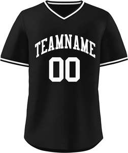Camiseta de béisbol con cuello en V y diseño de logotipo personalizado, impresión por sublimación personalizada de fábrica, cuello en V, Béisbol de poliéster 100% - Product Image 1