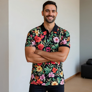 Polo à manches courtes pour homme, col rabattu, sublimation, 100% polyester, coton, golf, été - Product Image 4