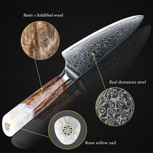Cuchillo de Chef Damasco de Alta Calidad Personalizado al por Mayor, Cuchillo de Cocina con Mango de Madera Solidificada, Hecho a Mano, Apto para Lavavajillas - Product Image 5