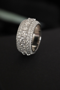 Premium Iced Out Moissanite Diamond <b>Band</b> <b>Ring</b> 925 Silver Pave Set Luxury Hip Hop <b>Ring</b> - Product Image 4