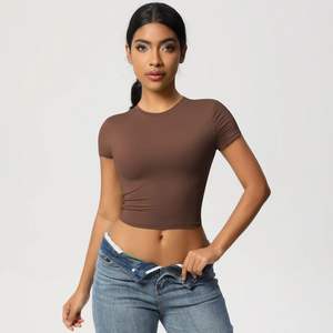 Femmes décontracté été à manches courtes Yoga gilet respirant extensible haut de gymnastique mince Fitness hauts courts pour les sports actifs débardeur Style - Product Image 2