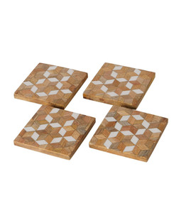 Posavasos Cuadrados de Madera de Nogal Pulida, Diseño Contemporáneo Ecológico, 300 mm de Diámetro, MN Exports - Product Image 4