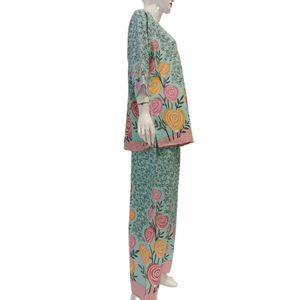 Pijama transpirable térmico suave de verano Vintage para mujer, pantalones largos, uso diario, ¡VENTA CALIENTE! - Product Image 3