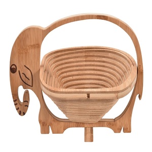 Handmade Decorative Fruit <b>Basket</b> Modern Style Bamboo <b>Wooden</b> Decorative Fruits <b>Basket</b> Table Top Rounded Shape Fruit <b>Basket</b> - Product Image 2