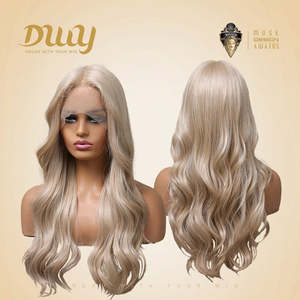 Perruque Synthétique Sans Colle Caroline-DWY 26 Pouces pour Femme, Blonde Claire, Lace Front avec Dentelle Transparente, Style Long Ondulé - Product Image 4