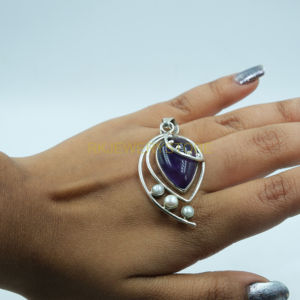 Pendentif artisanal en argent sterling 925 avec améthyste et perle d'eau douce, bijoux en pierres précieuses, cadeau de Noël, cadeau de Nouvel An - Product Image 4