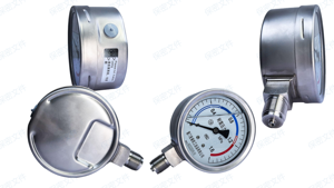 100mm Bourdon Tüp Vakum Ölçer -0.1 0 MPa 316L Paslanmaz Çelik Islak Parçalar Darbeye Dayanıklı Silikon Yağ Manometre Modeli - Product Image 3