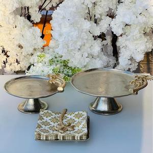 Base Redonda para Pastel de Metal Plateado con Adorno de Hojas de Ginkgo Doradas, Elegante Pedestal para Postres, Tamaño Personalizado para Bodas y Decoración del Hogar - Product Image 5