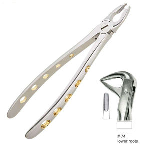 Instrumentos de laboratorio dental de ortodoncia Acero inoxidable #74 Fórceps de raíces inferiores Fuente de alimentación manual Reutilizable-Venta al por mayor - Product Image 1