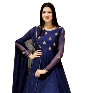 Designer indien pakistanais Georgette robes brodées pour femmes costumes Punjabi respirant Shalwar Kameez robe grande taille femmes - Product Image 5