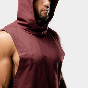 <b>Men's</b> Winter <b>Sleeveless</b> Hoodie Lightweight Breathable 100% Cotton Fleece Gym Clothing for Fitness Bodybuilding Running - Product Image 5