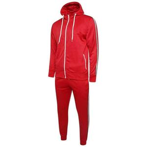 Custom Printed Men's Tracksuit Solid Pattern <b>Zip</b>-<b>Up</b> <b>Hoodie</b> with Side Stripes Fleece Jogging Gym Running Sweatshirt for Winter - Product Image 1