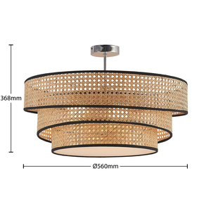 Plafonnier en bambou à 3 niveaux, Lampes fabriquées à partir de matériaux faits à la main, accessoires de décoration pour la maison, vente en gros. - Product Image 5