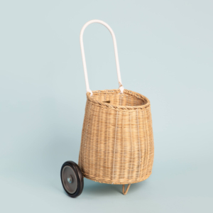 Cesta de mimbre con ruedas para niños pequeños, cesta de almacenamiento hecha a mano - Product Image 1