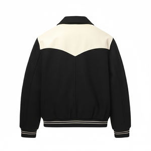 Blouson Bomber Homme Hiver 2026 Tendance avec Logo Personnalisé, Col Montant et Boutons Cachés, en Laine Mélangée de Haute Qualité - Product Image 2