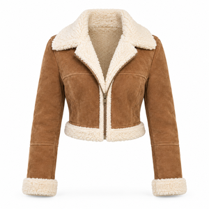 Women Short Thick Quilted Shearling Bomber Crop Jacket with <b>Sherpa</b> <b>Lined</b> Zip-Up Coat for Casual Winter Wear - Product Image 1