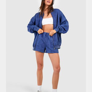 2025 New Custom Logo Sport Tracksuit for Women Stylish Solid Pattern Hoodie Jogging Sweatsuit 2-Piece Cotton Sportswear Zipper - Product Image 4