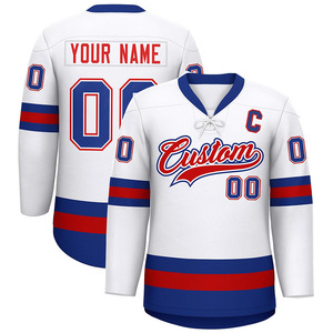 Custom Made Professional <b>Laced</b> <b>Collar</b> Sublimated Hockey Uniform Youth Ice Hockey Jerseys - Product Image 6