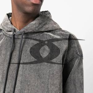 Sudadera con capucha lavada con ácido personalizada para hombre, Jersey de algodón liso de rizo francés pesado, ropa de calle de gran tamaño térmica para invierno - Product Image 4