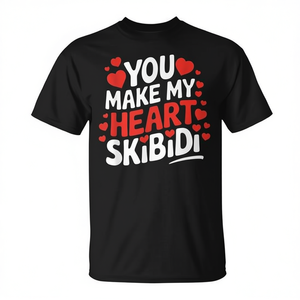 T-shirt unisex per adulti You Make My Heart Skibidi Valentine, manica corta, girocollo, stampa serigrafica - Product Image 2