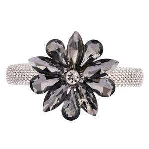 Indian Bridal <b>Jewelry</b> Black <b>Crystal</b> Silver Plated Cuff Bracelet For Women Indian Wholesale Jewellery - Product Image 4