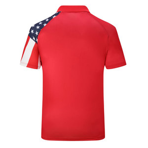 Polo rouge personnalisé pour homme |   Tee-shirt de golf avec imprimé drapeau américain USA |   Vêtements de sport patriotiques en sublimation, vente en gros - Product Image 3