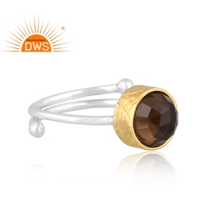 Latest trending fine sterling silver natural Smoky <b>Quartz</b> gemstone stackable <b>ring</b> custom jewelry manufacturer - Product Image 3