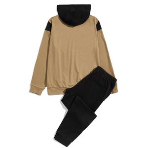 Sweat-shirt à capuche en coton bicolore, ensembles de survêtements personnalisés de haute qualité - Product Image 4