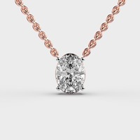 Pendentif solitaire en diamant ovale cultivé en laboratoire certifié IGI, en or jaune/blanc/rose 18 carats, pendentif classique minimaliste pour femmes