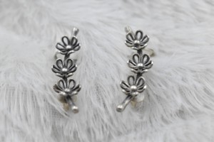 Trending Latest New Designer <b>Handmade</b> Hoop Rhodium Plated Matte Brass Stud <b>Earrings</b> for Girls Women M I CREATIONS - Product Image 5
