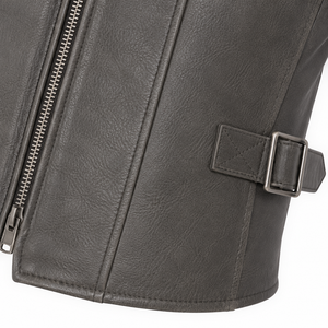 Custom <b>Men's</b> <b>Leather</b>/Polyester/Cotton Western Vest Sleeveless V Neck Casual <b>Waistcoat</b> Stand Collar Zipper Closure Summer - Product Image 6