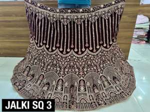 Designer Modern Velvet Lehenga Heavy Sequin Embroidery Long Choli 1.2M <b>Net</b> <b>Dupatta</b> 2.5M Flair Red Maroon Winter Party - Product Image 4