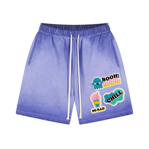 Pantalones cortos de algodón para hombre de estilo callejero, pantalones cortos digitales de cintura elástica lavados con cordón de Terry francés ecológico, OEM - Product Image 5