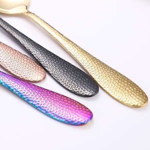 Trendy rainbow cutlery set <b>highlighting</b> vibrant tones made with solid steel offering modern looks for home and restaurant use - Product Image 5