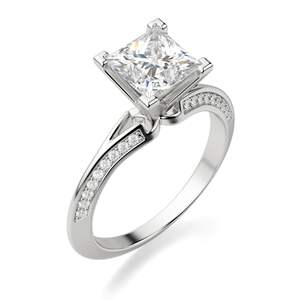 Princess Cut Diamond Knife <b>Edge</b> Split Shank Anniversary Ring for Women - Product Image 1