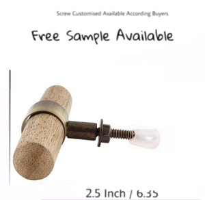 Bois naturel avec accents en laiton antique T Bar bouton d'armoire pour placards tiroirs armoires commodes cuisines chambres à coucher - Product Image 3