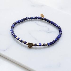 Pulsera de cuentas de piedras preciosas pequeñas de 3 MM con dijes para encontrar-Pulsera de cuentas de dijes de corazón - Product Image 5