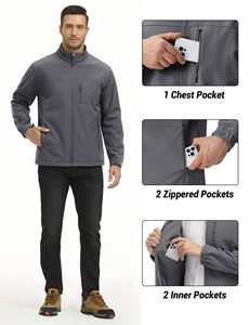 New <b>Fleece</b> <b>Lined</b> Softshell <b>Jacket</b> Winter Wear Shell Material Polyester Cotton Clothing Regular Softshell <b>Jackets</b> - Product Image 4