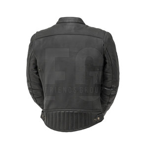 Chaqueta de Motociclista para Hombre, de Cuero Genuino Negro, Impermeable, Transpirable, Cortavientos, Ajustada, con Cuello Alto y Cremallera - Product Image 2