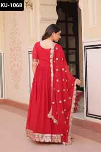 Indian and Pakistani Style Faux Blooming with Embroidery Zari Sequins Work Anarkali Ready to Wear Anarkali Gowns for <b>Women</b> Suit - Product Image 5