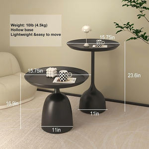 Juego de mesas laterales anidadas redondas Mesas auxiliares de pedestal de metal negro mate para sala de estar, dormitorio, sofá y mesita de noche - Product Image 3