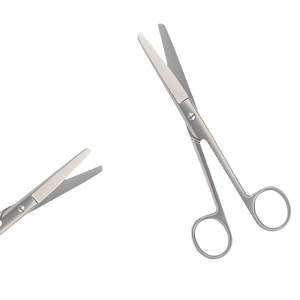 Ciseaux de pansement manuels AHI de haute qualité, à lame droite et arrondie, 130 mm, en acier inoxydable chirurgical, certifiés CE, instrument médical de classe II - Product Image 1