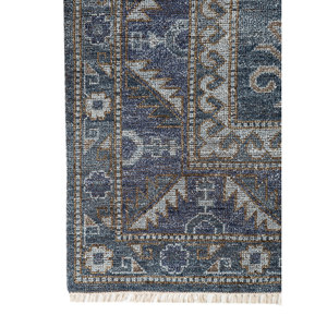 Tapis en laine noués à la main Erbe Blue, motifs rectangulaires et abstraits pour la maison - Rgs-1276 - Product Image 4