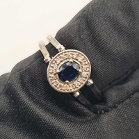 Bague réversible en argent sterling 925 avec rubis et saphir, bague à double face avec pierres précieuses, bijoux en argent