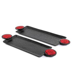 ถาดเสิร์ฟอลูมิเนียมพร้อมที่จับสำหรับโรงแรมและภัตตาคารถาดโลหะสีดำ - Product Image 1