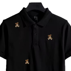 T-shirts polo de golf tricotés pour hommes, t-shirts polo de couleur unie, polos respirants personnalisés avec broderie dégradée, vente en gros - Product Image 3