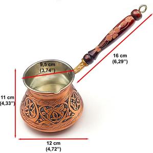 Cafetière turque en cuivre avec poignée en bois Vaisselle industrielle Tasse à café Maison Cuisine Restaurant Hôtel Décoration de table de fête - Product Image 4