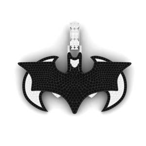Pendentif élégant en forme de chauve-souris en diamant noir plaqué or sur argent sterling 925, bijou de déclaration luxueux pour homme style hip-hop - Product Image 1